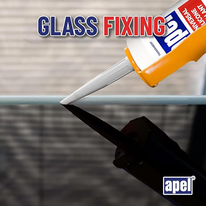 apel All Purpose Clear Silicone Sealant Waterproof (24 x 10.5 fl.oz.), 100% Silicone Caulk, Weatherproof & Flexible Adhesive Sealant for Indoor and Outdoor Use, Transparent - 24 Pack