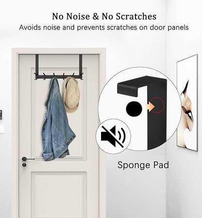 DOKU Over The Door Hook, Heavy Duty Over Door Hanger Holder for Coat Robe Hat Clothe Towels Hanging, Bathroom Organizer Towel Rack 12 Hooks, Matte Black