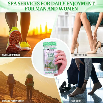 Pedicure Kit Foot Soak Set: Bubble Salt, Sugar Scrub, Massage Mask, Massage Lotion in a Box, 4 Step Foot Spa Kit for Dry Feet, Calluses and Tired Feet(3 Set Jasmine)