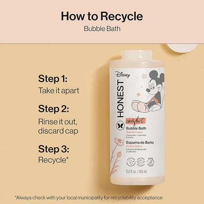 The Honest Company Foaming Bubble Bath Gentle Enough for Baby Dermatologist Tested Tear-Free Hypoallergenic Disney’s Mickey Mouse Comfort Sweet Cream 12 fl oz