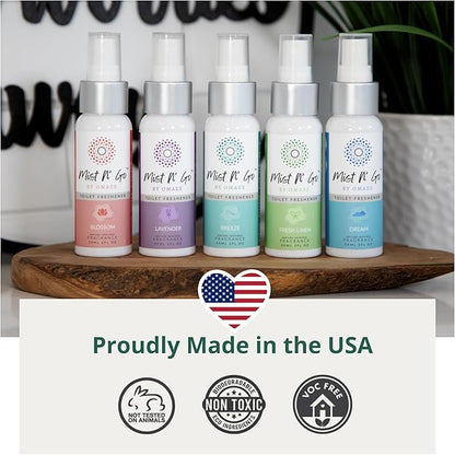 Mist N' Go by Omaze Travel Toilet Odor Eliminator - Toilet Spray for Bathroom Air Freshener - Clean Mix, Regular Size (2oz x2)