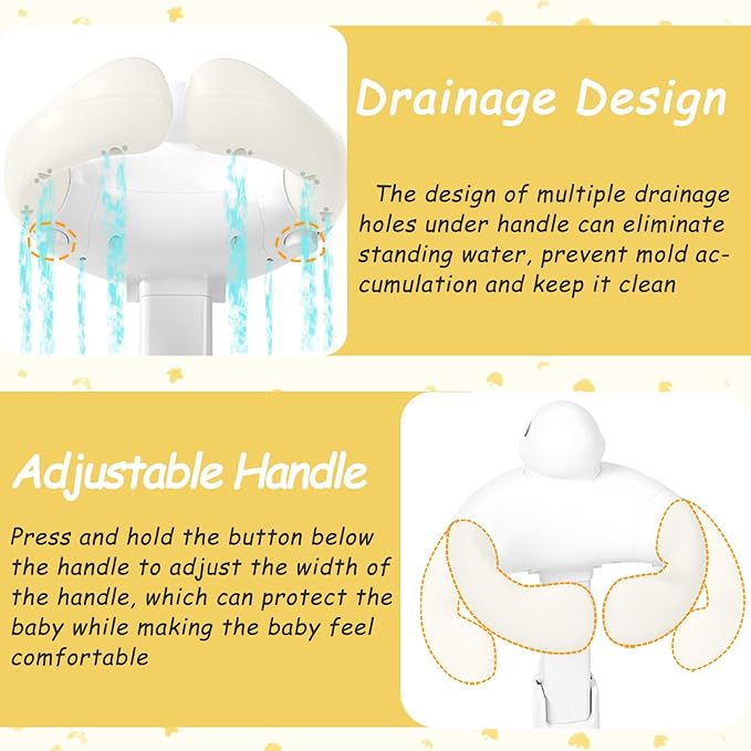 Baby Shower Stand with Anti-slip Base, Adjustable Child Stand for Shower Infant Bath Support Stand Bath Stand for Toddlers 6-36 Months