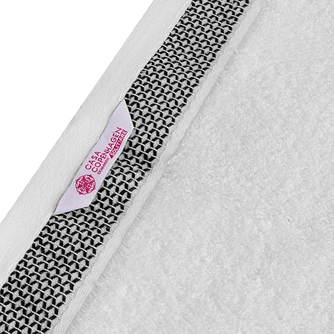 CASA COPENHAGEN Solitaire Mix 6 Pieces Towel Set- White + Black, 600 GSM 2Bath Towel 2Hand Towel 2Washcloth, Designed in Denmark Made of Soft Egyptian Cotton for Bathroom, Kitchen & Shower