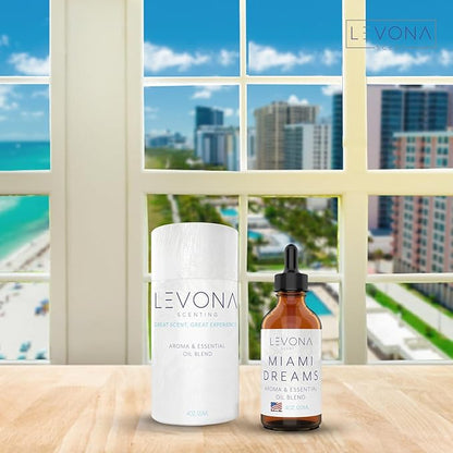 Levona Scent Essential Oils for Diffusers for Home: Miami Dreams Hotel & Home Luxury Scents Fragrance Oil - Aroma Oil with Notes of Bergamot Oil & Pine Essential Oil -120 Ml Scented Oils for Diffuser