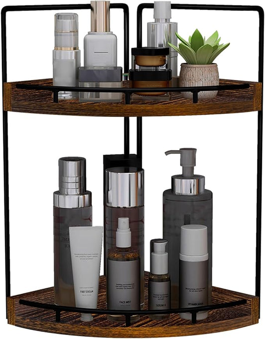 Dorhors 2-Tier Bathroom Counter Organizer,Vanity Counter Corner Shelf, Skincare, Wood Countertop Bathroom Storage and Organization for Kitchen