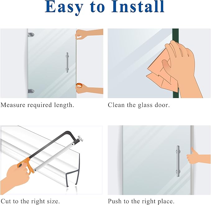 Frameless Shower Door Seal Strip 2 Pack x 39 Inch M Glass Shower Door Bottom Seal Strip for 3/8" Glass Shower Doors Sweep, Ultra-Clear Polycarbonate Stop Shower Leaks Create A Water Barrier