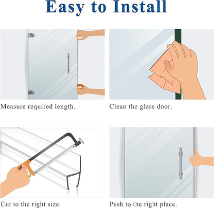Frameless Shower Door Seal Strip 4 Pack x 39 Inch U for 3/8" Thick Glass Shower Door Side Seal Strip Bottom Seal Door Sweep, Ultra Clear Polycarbonate, Stop Shower Leaks Create A Water Barrier