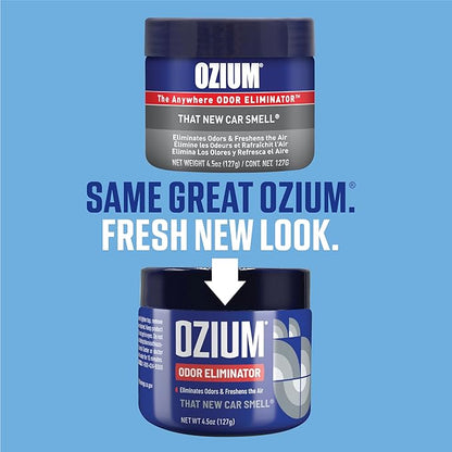 Ozium 4.5 Ounce Odor Eliminating Gel for Homes, Cars, Offices and More, New Car Smell (Pack of 24)