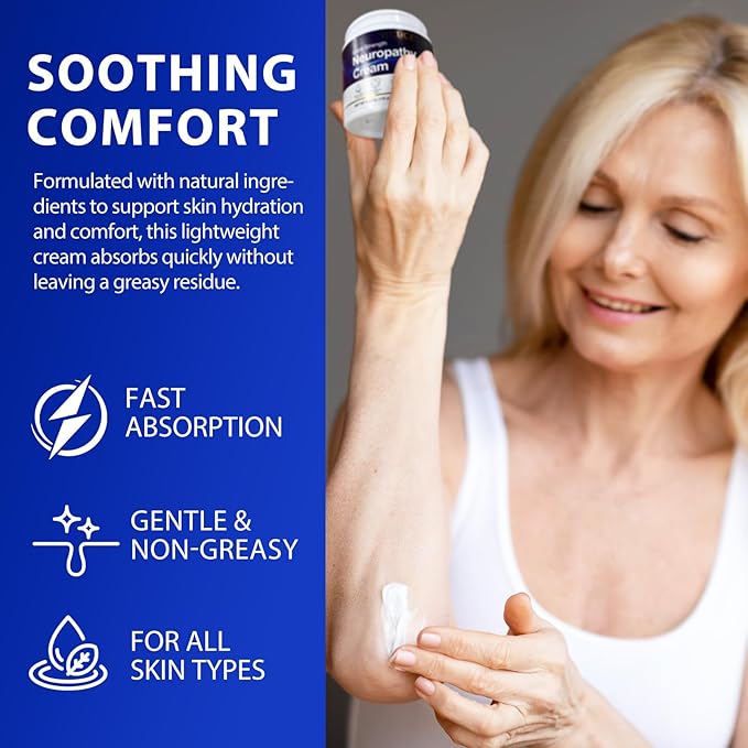 FANSHI Neuropathy Cream Extra Strength, Nerve Comfort Cream with Natural Oils - Fast Absorbing, Non-Greasy Moisturizing Cream for Physical Activity & Wellness- Feet, Hands, Legs - 4.23 oz