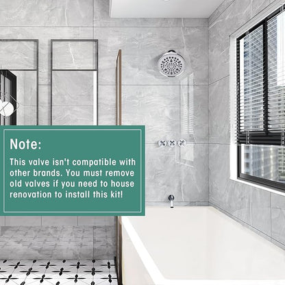 PROOX 3 Handle Tub Shower Faucet Set, 9-Setting Rainfall Shower Head with Tub and Shower Trim Kit with Rough-in Valve, Polished Chrome Bathtub Shower Faucets, Wall Mounted Bathroom Rain Shower System