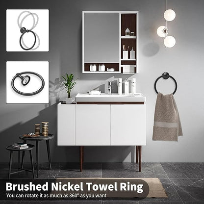 Newfun 8-Pieces 24" Bathroom Hardware Set, Bathroom Accessory Set, Includes 24" Adjustable Bath Towel Bar, Towel Rings Wall Mounted, Toilet Paper Holder, Robe Towel Hooks (Matte Black)