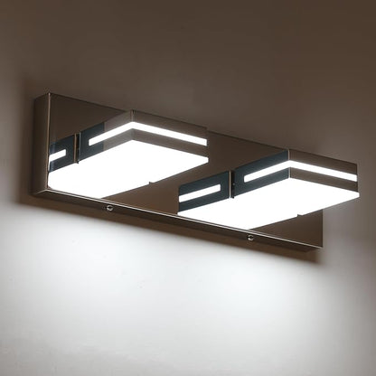 SineRise LED Modern Bathroom Vanity Light Fixtures (2-Light, 15.5-Inch, Dimmable), Chrome Modern Acrylic Bathroom Wall Lighting Fixtures Over Mirror (Cool White 6000K)