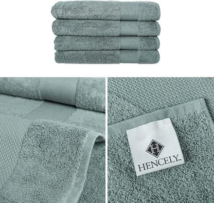 Hencely Premium Bath Towel Set of 4-28x58 Inches - High Absorbency, Quick Drying - 100% Soft Turkish Cotton Towels - Ideal for Home, Bathroom, Hotel, Spa, and Gym - Dark Green