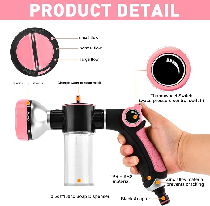 Dog Shower Attachment for Bathroom & Bathtub with 6.6FT Shower Hose, 8 Sprayer Modes Dog Washing Hose Attachment with Pet Grooming Glove Shower Diverter and Holder