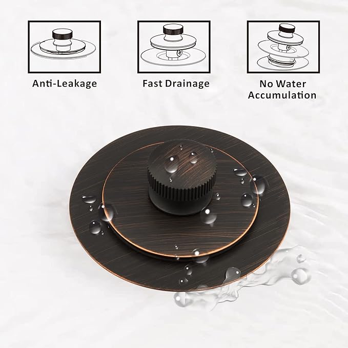 Artiwell Universal Lift and Turn Bath Drain Stopper and Cover, Bathtub Drain Stopper, Replaces Lift and Turn, Tip-Toe and Trip Lever drains for Tub, EZ Installation and Clearing (Oil Rubbed Bronze)