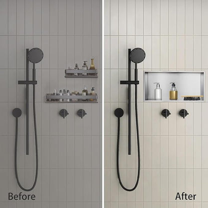 Shower Niche, Stainless Steel Elegant Bathroom Niche, No Tile Needed Recessed Shower Shelf Organizer for Storage