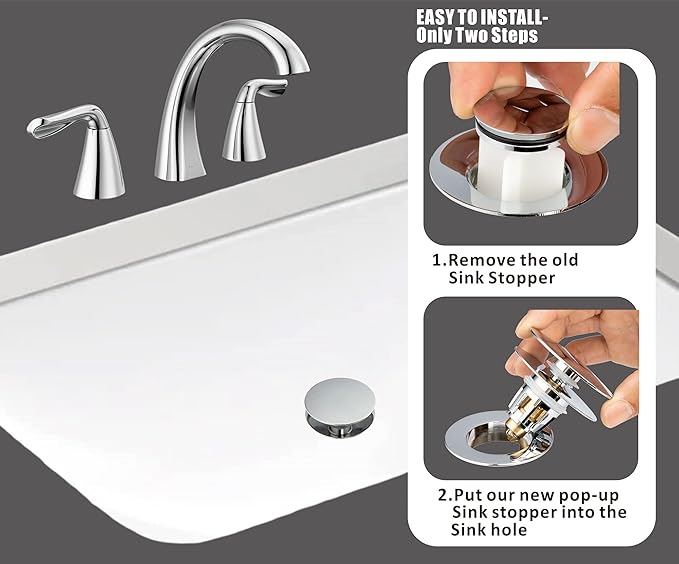 Artiwell Universal Bathroom Sink Drain Stopper, Fits Most Pop-Up Drains for Vessel Sink Lavatory Vanity, Sink Drain Strainer with Detachable Hair Catcher, Tested by Plumber in US (Chrome Plated)