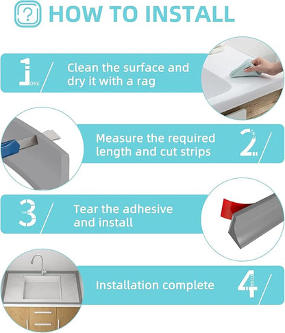 Shower Threshold Water Dam,Walk in Shower Water Guard, Shower Dam Water Barrier Bathroom Sink Splash for Dry And Wet Separation Caulk Seal Strip Edge Trim (39Inch, Gray)