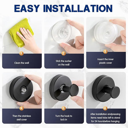 Removable & Reusable Suction Cup Hooks for Shower, Heavy Duty No-Drill Cup Hooks for Towels, Robes, Loofah–Wreath Hangers for Front Doors,Doors & Smooth Surfaces (Gold, 4 Pack)