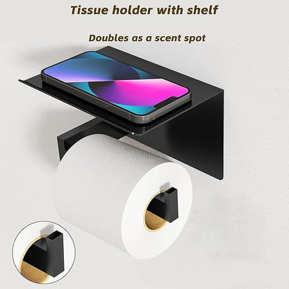 16-inch Black Towel Rack Set, SUS304 Stainless Steel Bathroom Wall-Mounted Towel Rack Bath Accessory Set, Matte Black Bathroom Hardware Set