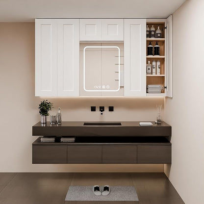 Solid Wood Kitchen Wall Cabinets, 24 Inch Wide Over The Toilet Storage Cabinet, Bathroom Organizer Cabinets with 2 Shaker Door & 3 Shelves, Easy Assembly for Dining Room, Laundry - White