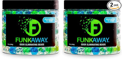 FunkAway Supercharged Odor Absorbing Beads, 12 oz., Eliminate Smoke, Pet and Bathroom Odors for Long-Lasting Results (Pack of 2)