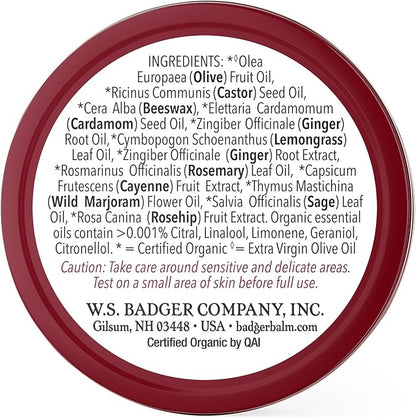 Badger - Sore Muscle Rub, Cayenne Pepper and Ginger, Organic Sore Muscle Rub, Warming Balm, Muscle Relief Balm, Warming Muscle Rub, 0.75 oz (2 Pack)