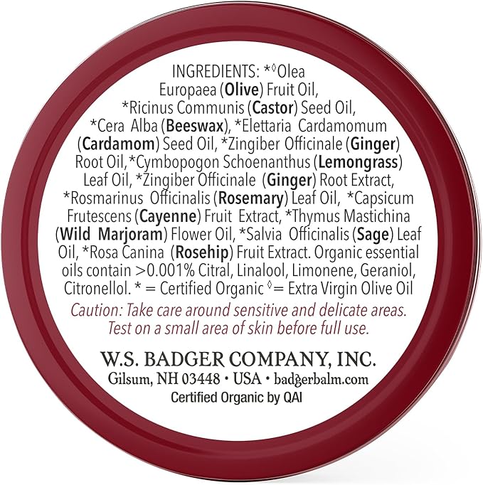 Badger - Sore Muscle Rub, Cayenne Pepper and Ginger, Organic Rub, Muscle Relief Balm, Warming Muscle Rub, Sore Muscle Balm, 0.75 oz