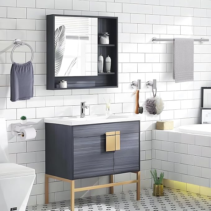 5-Piece Towel Bar Set Brushed Nickel Bathroom Hardware Accessories Set Upgraded Toilet Paper Holder with Shelf Towel Holder Set for Bathroom Stainless Steel Wall Mounted