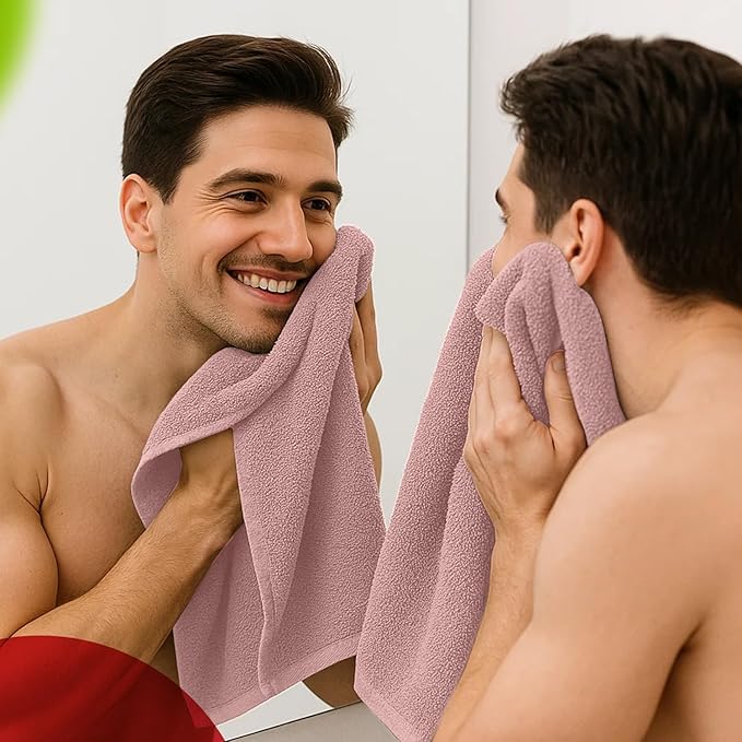 RIVERSIDE 6 Pack Premium Hand Towels Set, 16x28 inches, 100% Ring Spun Cotton, 600 GSM, Soft, Quick Dry and Highly Absorbent, Towels for Bathroom, Kitchen, Gym, Spa - Dusty Rose