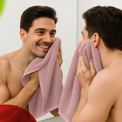 RIVERSIDE 6 Pack Premium Hand Towels Set, 16x28 inches, 100% Ring Spun Cotton, 600 GSM, Soft, Quick Dry and Highly Absorbent, Towels for Bathroom, Kitchen, Gym, Spa - Dusty Rose