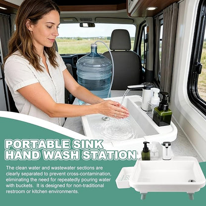 Portable Sink, Portable Hand Washing Station with Electronic Faucet, Easy Setup, Indoor and Outdoor Use, Ideal for Dishwashing, Camping Hygiene, Gardening and More