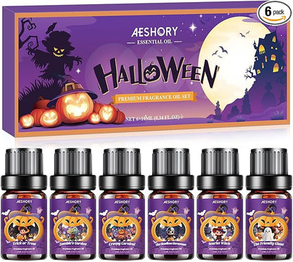 Halloween Fragrance Oil Set, Fall Essential Oils for Diffuser, Candle & Soap Scents, Trick or Treat, Zombie's Garden, Greepy Carnival, Headless Horseman, Scarlet Witch, Ghost Autumn Scented Oil Gift