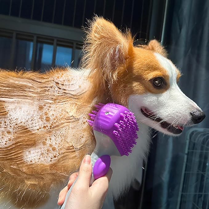 Multiple Dog Brushes, Dog Wash Brushes, Pet Grooming Brush Baths Massage Comb Depth Cleansing Silicones Bristles Nonslip Grip For Various Size Waterproofed Pet Grooming Tool