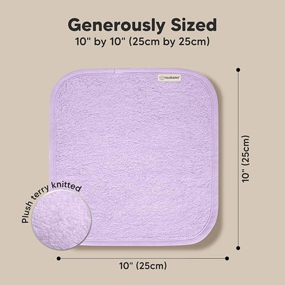 6-Pack Baby Washcloths - Soft Absorbent Viscose from Bamboo Wash Cloths for Babies, Kids, Toddlers, Infant, Newborn Bath Towels, Gentle on Sensitive Skin, 10x10 Reusable Face Towels (Soft Lilac)