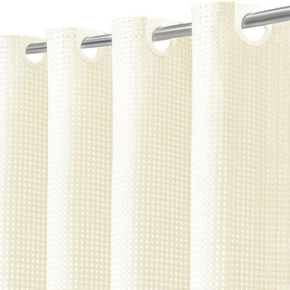 Inhousolu No Hook Waffle Weave Shower Curtain with Removable Snap in Fabric Liner Set for Bathroom, 230 GSM Heavy Duty Weighted Hem, Water Repellent Washable Bath Curtains, 72 x 78 Inch, Ivory