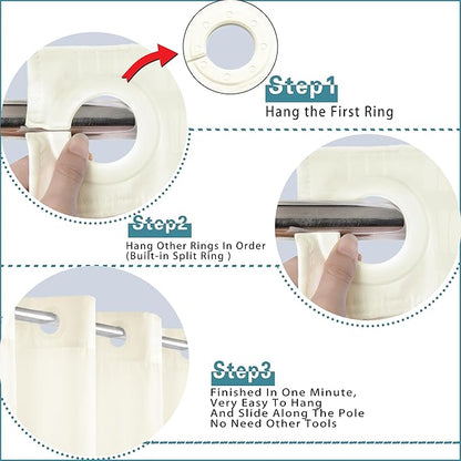 Conbo Mio Stall No Hook Shower Curtain with Snap in Liner Set, Hotel Luxury Beige Shower Curtains for Bathroom with See Through Top Window, Waterproof, Washable 54W x 74H