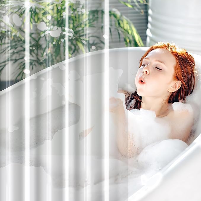 UFRIDAY Clear Stall Long Shower Curtain Liner 60 x 84 inch, EVA Waterproof Weighted Clear Shower Liner with Magnets,Narrow Shower Curtain Liner 60 inch Wide for Bathroom or Window