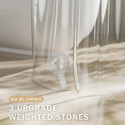 AmazerBath Shower Curtain Liner, 100% EVA Silky Soft Clear Heavy Duty Shower Curtain and Liner 2-in-1, 72x72 Luxury Plastic Weighted Bathroom Shower Liner, 12 Rustproof Grommets & 3 Heavyweight Stones