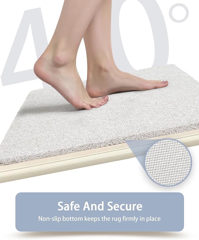 Non Slip Shower Mats for Inside Shower,16x24 Inch,Anti-Slip Bathtub Mats for Bathroom, Foot Scrubber Loofah Bath Mats for Shower, Quick Drying Shower Stall Mats for Wet Areas (White)