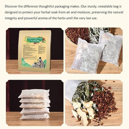 Mugwort Ginger Herb Foot Soak Bags 31.7OZ,Lymphatic Drainage Chinese Herbal Wormwood Leg Foot Bath Bag, Chinese Herbal Foot Bath Spa Kits Foot Reflexology Relax