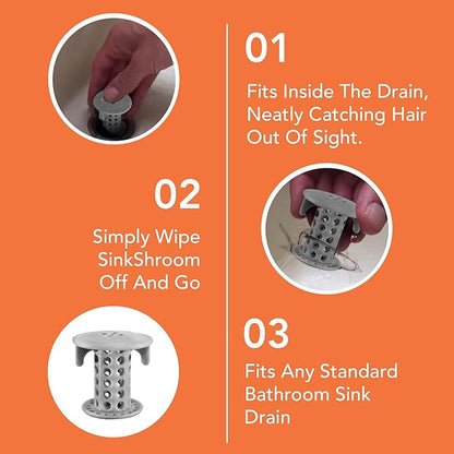 SinkShroom The Revolutionary Sink Drain Protector Hair Catcher/Strainer/Snare, Gray