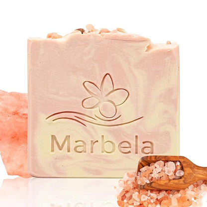 Marbela Cosmetics Himalayan Salt Springs Handmade Soap Bar - Made in USA, Vegan Friendly, Palm Oil Free, Natural Bar Soap - Face & Body Soap for Daily Skin Care, Moisturizing & Nourishing - 3.5 oz