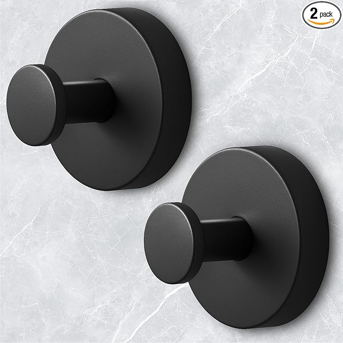 Shower Hooks for Inside Shower,Suction Cup Hooks for Glass Window,Removable Towel Hooks for Bathrooms,2 Packs(Black)