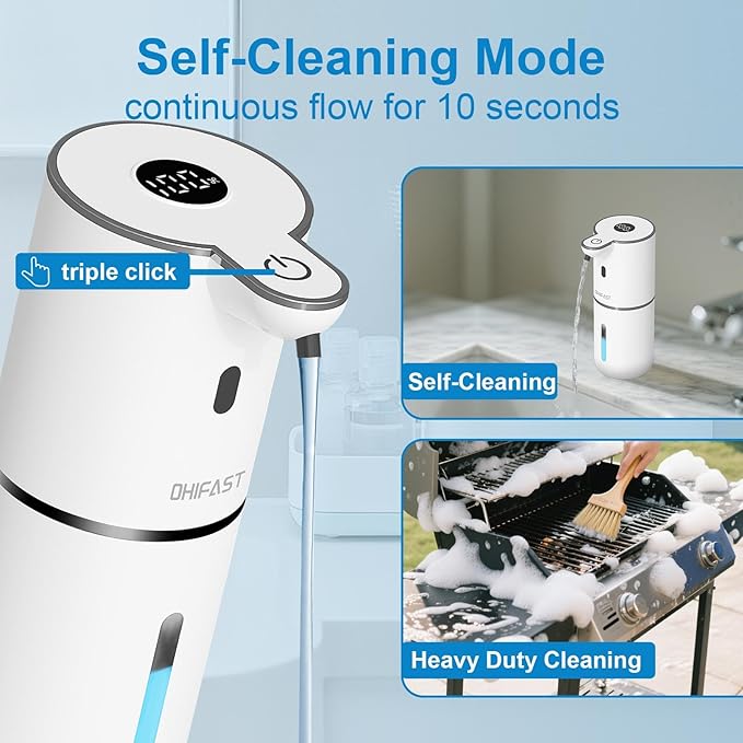Automatic Liquid Soap Dispenser Touchless, USB Rechargeable Smart Hand Soap Dispenser, 6-Level Adjustable, 12.8oz/380mL Wall Mounted for Bathroom Kitchen Dish Soap White