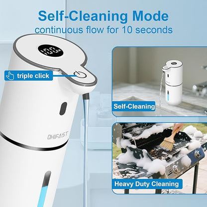 Automatic Liquid Soap Dispenser Touchless, USB Rechargeable Smart Hand Soap Dispenser, 6-Level Adjustable, 12.8oz/380mL Wall Mounted for Bathroom Kitchen Dish Soap White