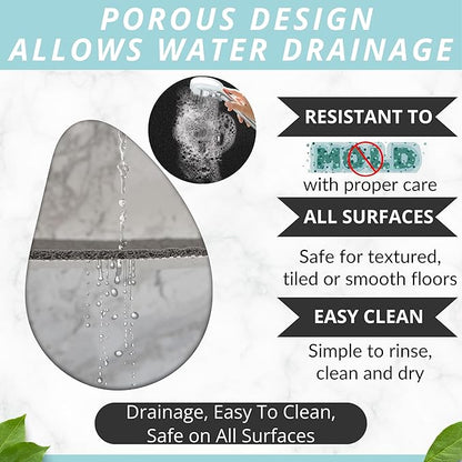 Enkosi Loofah Shower Mat with Drain Hole – Cushioned Anti-Slip Square Bath Mat for Showers, and Bathroom Floors – Textured PVC, Non Slip Safety Pad for Walk-in Stalls and Wet Areas (27x27 Black)