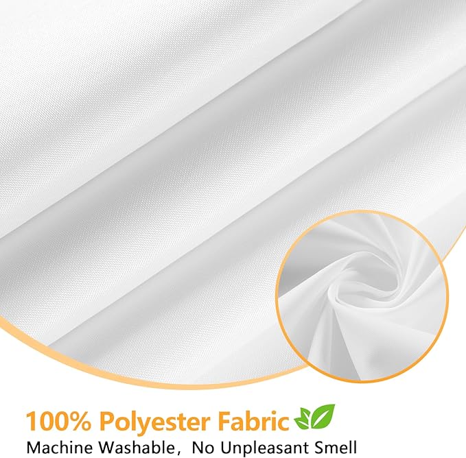 60''W Waterproof Fabric Shower Curtain Liner with 3 Lerge Magnets, 60 x 78 Inch Washable Cloth Shower Liner Extra Long, White Lightweight Bathroom Curtain for Walk in Shower