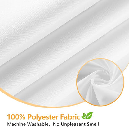 Extra Long Waterproof Fabric Shower Curtain with 3 Extra-Large Magnets, 72 x 86 inch Washable Cloth Shower Curtain Liner White, Hotel Quality Tall Bathroom Shower Curtain Lightweight