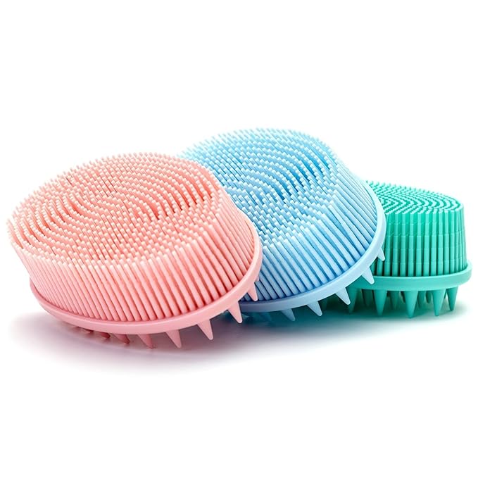 Premium Sensory Brush for Kids or Autism,Soft Silicone Body Scrubber,2 in 1 Sensory Room Occupational Therapy Sensory Brushes,Silicone Loofah,Pet Shower Brush Bath Brush Shampoo Brush(Spikes-Black)